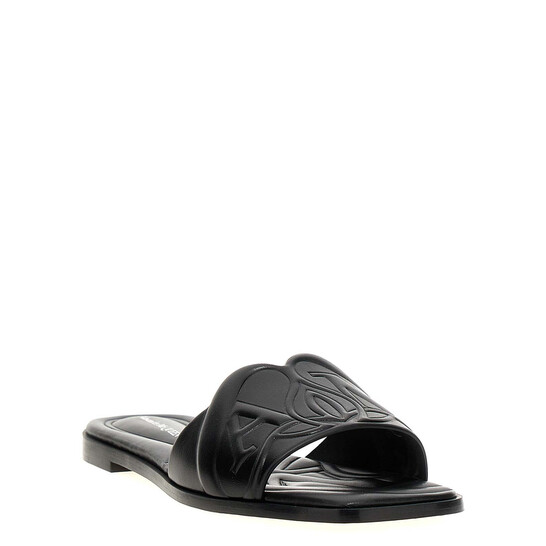 Alexander Mcqueen The Seal Embossed Slip-On Slides, Brand