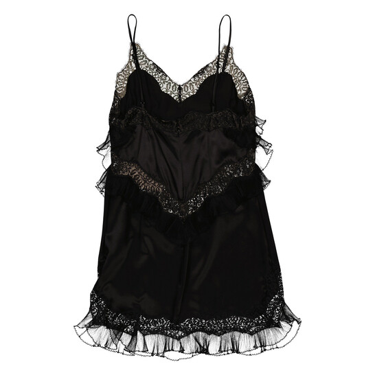 Alexander Wang Black Lace Combo Slip Mini Dress, Brand Size