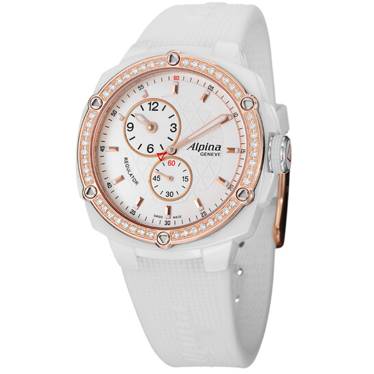 Alpina Geneve Watch White Ceramic/Rubber Strap Rose Gold Bezel Alpina Geneve Watch White Ceramic/Rubber Strap Rose Gold  main image 3