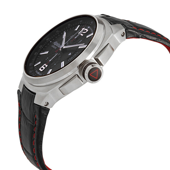Alpina Racing Chronograph Black Dial Black Leather Men's Watch