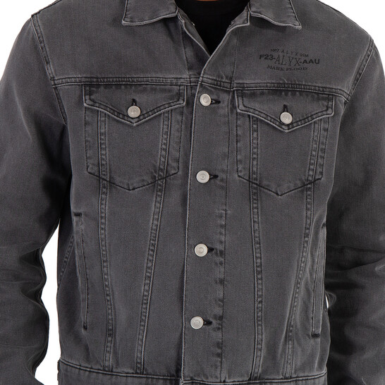 Alyx Men's Washed Black Mark Flood Square Denim Jacket, Size