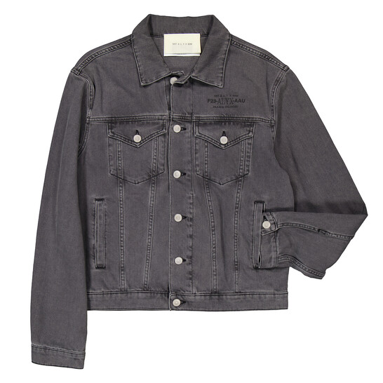 Alyx Men's Washed Black Mark Flood Square Denim Jacket, Size