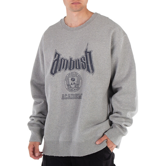 Ambush Grey Academy Crewneck Sweatshirt, Size Medium