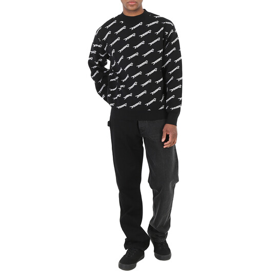 Ambush Men's Black All-Over Logo Crew Knit Sweater, Size