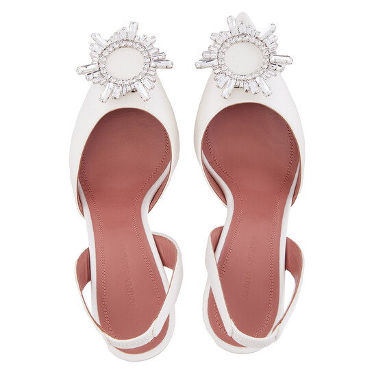 Amina Muaddi Begum 70 Satin Slingback Pumps, Brand Size 35 ( US Size 5 ) - 546x546 Image #3