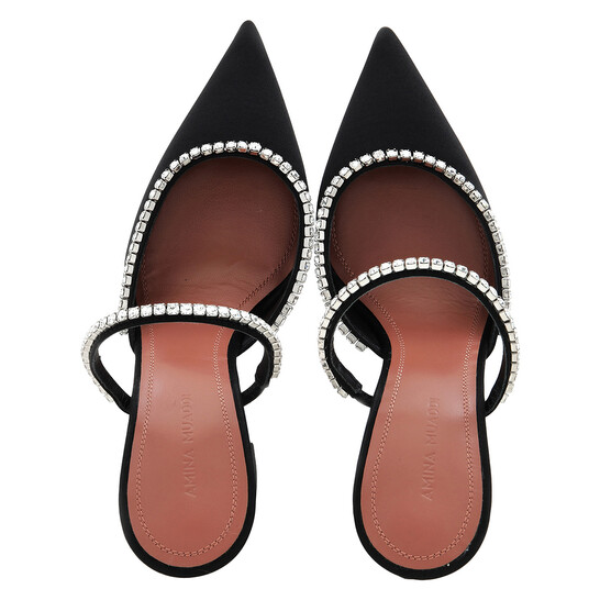 Amina Muaddi Gilda Satin Black Mules, Brand Size 35 ( US Size 5 ) Amina Muaddi Gilda Satin Black Mules, Brand Size 35 ( US Size 5 ) - 546x546 Image #4