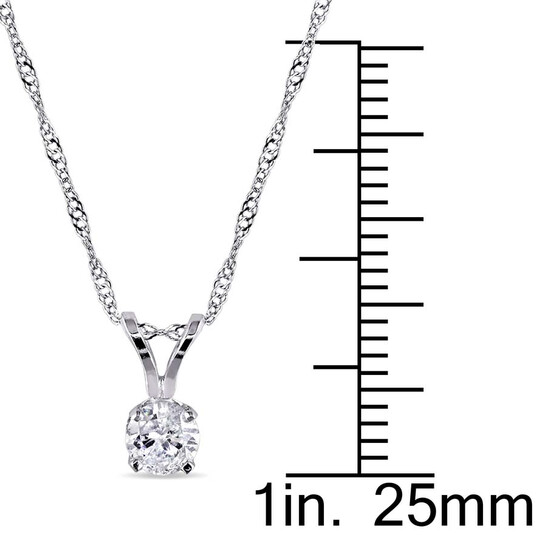 AMOUR 1/4 CT TW Diamond Solitaire Pendant with Chain In 14K White Gold AMOUR 1/4 CT TW Diamond Solitaire Pendant with Chain In 14K White Gold - 546x546 Image #3