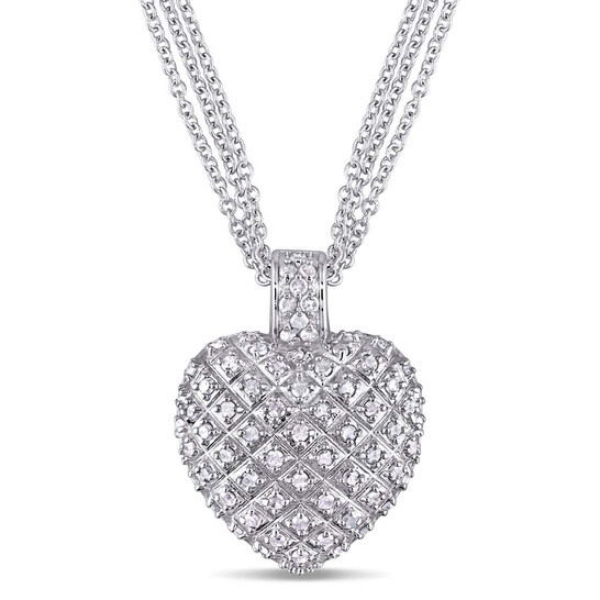 Amour 1 CT TW Diamond Heart Pendant with Triple Chain In