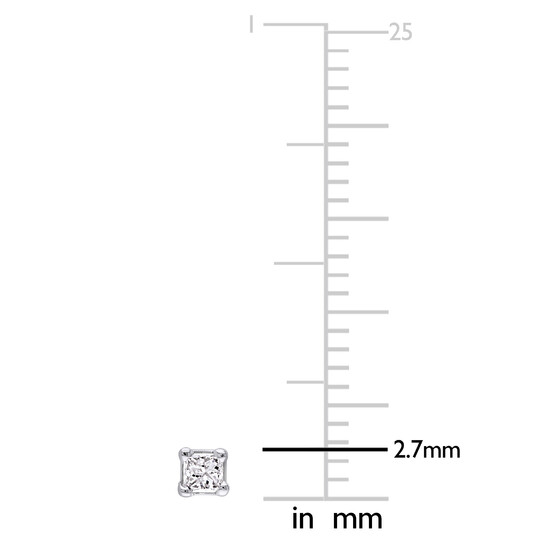 AMOUR 1/10 CT TW Princess Cut Diamond Stud Earrings In 14K White Gold - 546x546 Image #2