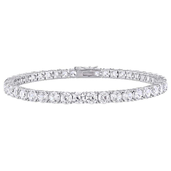AMOUR 14 1/4 CT TGW Created White Sapphire Bracelet In Sterling Silver AMOUR 14 1/4 CT TGW Created White Sapphire Bracelet In Sterling Silver - 546x546