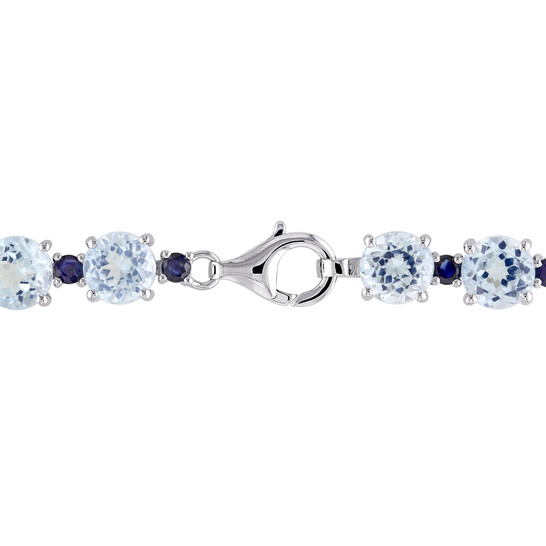 AMOUR 29 1/2 CT TGW Sky-blue Topaz and Sapphire Bracelet In Sterling Silver - 546x546 Image #2