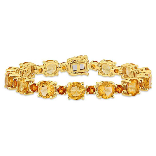 AMOUR 29 3/8 CT TGW Citrine and Madeira Citrine Tennis Bracelet In Yellow Plated Sterling Silver AMOUR 29 3/8 CT TGW Citrine and Madeira Citrine Tennis Bracelet In Yellow Plated Sterling Silver - 546x546