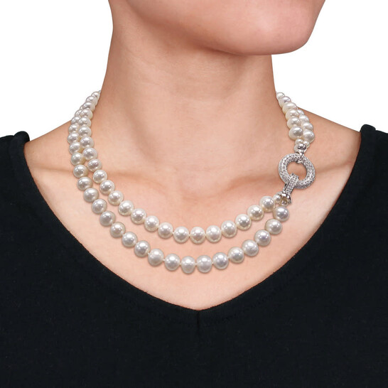 Amour 7-8mm Freshwater Cultured Pearl 2-Strand Necklace with