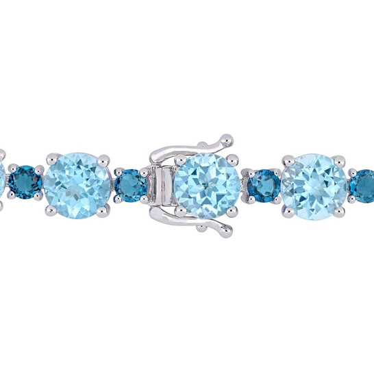 AMOUR 37 1/10 CT TGW Sky-blue Topaz and London-blue Topaz Tennis Bracelet In Sterling Silver - 546x546 Image #3
