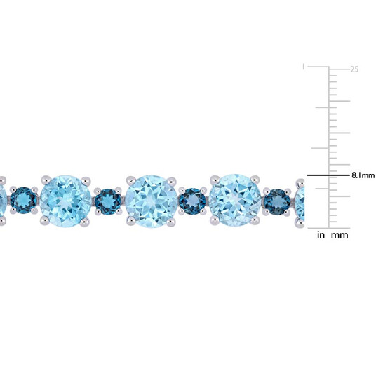 AMOUR 37 1/10 CT TGW Sky-blue Topaz and London-blue Topaz Tennis Bracelet In Sterling Silver - 546x546 Image #4