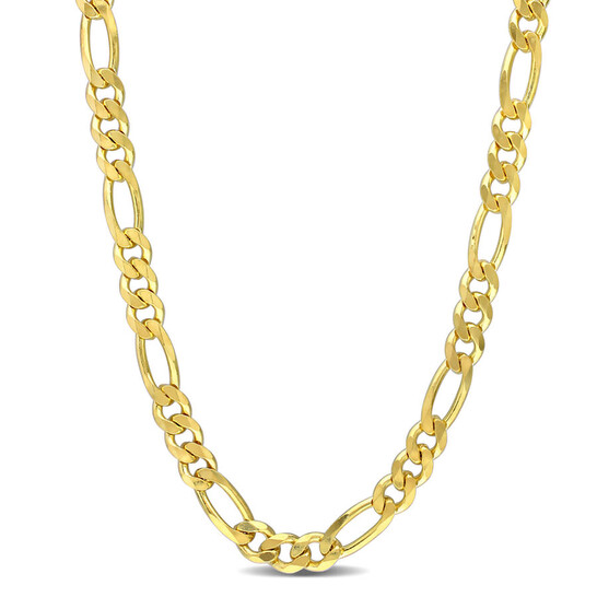 Amour 5.5mm Figaro Chain Necklace In Yellow Plated Sterling