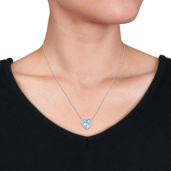 Amour 6 4/5 CT TGW Heart Shaped Blue Topaz and 1/5 CT TW