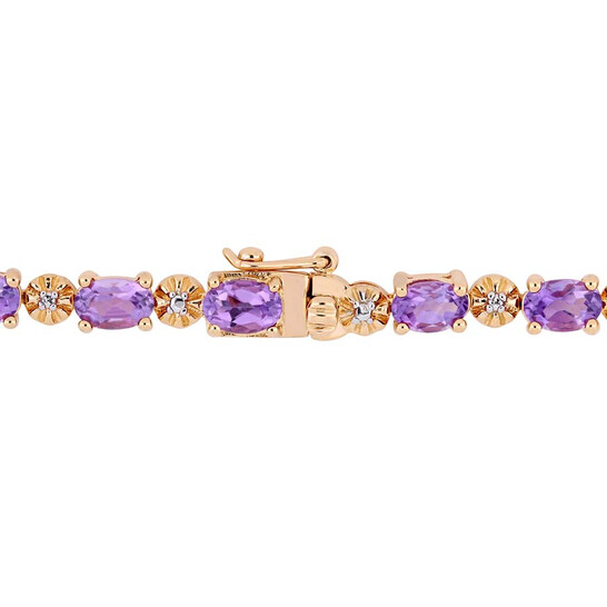AMOUR 7-1/5 CT TGW Oval-cut Amethyst and Diamond Accent Tennis Bracelet In Rose Plated Sterling Silver - 546x546 Image #3