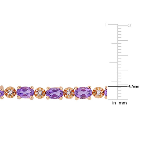 AMOUR 7-1/5 CT TGW Oval-cut Amethyst and Diamond Accent Tennis Bracelet In Rose Plated Sterling Silver - 546x546 Image #4