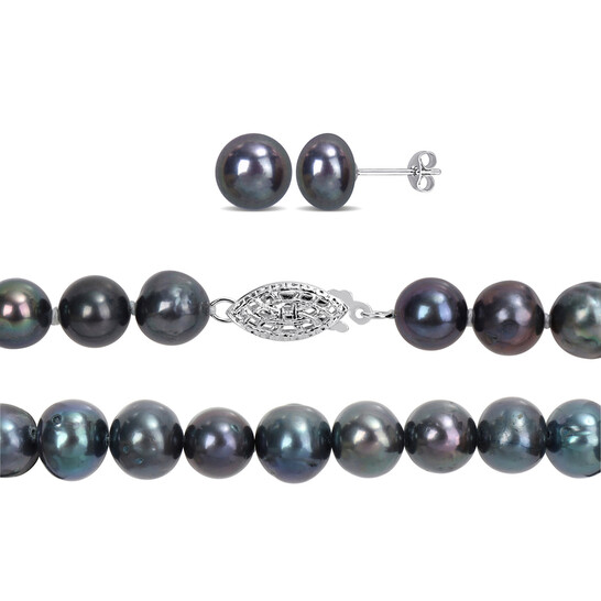 Amour 7.5-8mm Freshwater Cultured Black Pearl Necklace