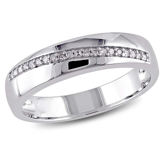 Amour 1/10 CT TW Diamond Men's Crossover Ring In Sterling Silver