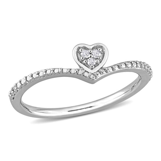 Amour Diamond Accent Heart Promise Ring In Sterling Silver