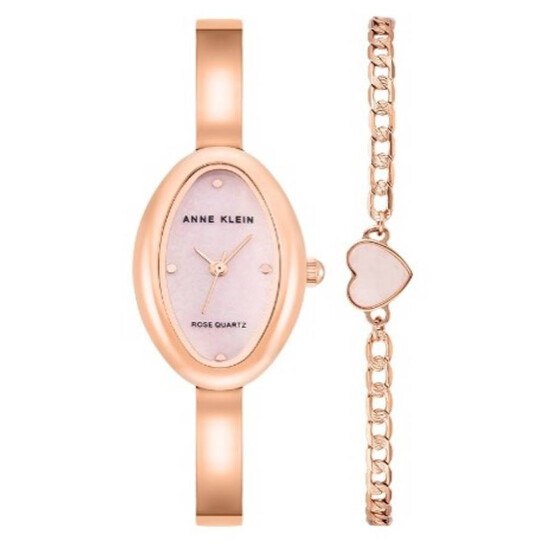 Anne Klein Quartz Rose Gold Dial Ladies Watch and Bracelet Set AK-5108RQST