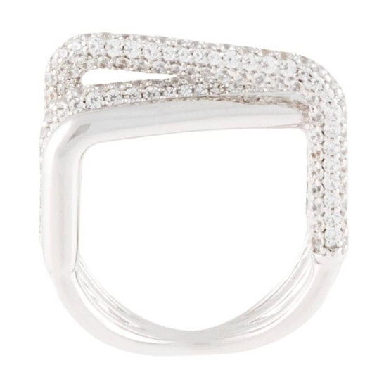 Apm Monaco Ladies Crossed Rectangle Crystal Ring, Size 54 A19750OX ...