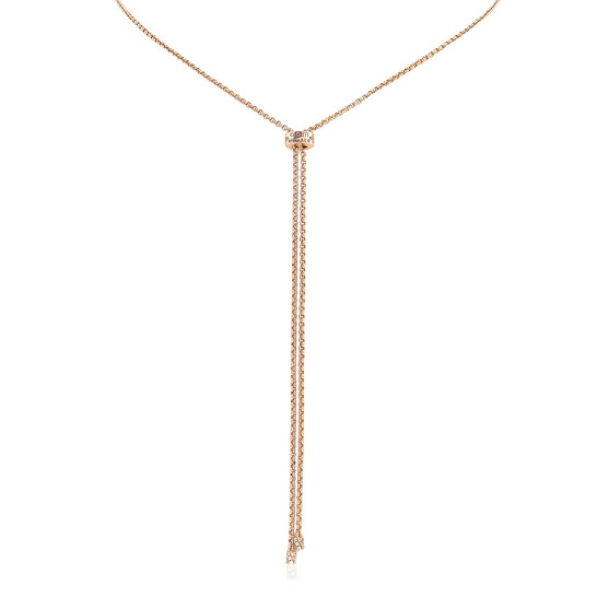 Apm Monaco Rose Gold Dainty Pave Adjustable Necklace PC6707OX - Jewelry ...