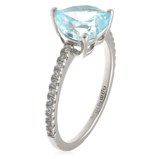 Apm Monaco Sterling Silver Blue Heart Ring, Size 52 A21278XOTB