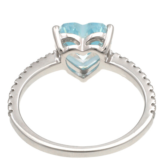 Apm Monaco Sterling Silver Blue Heart Ring, Size 52