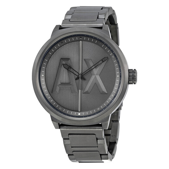 ARMANI 時計 Armani Exchange Grey Dial Gunmetal Stainless Steel Men's