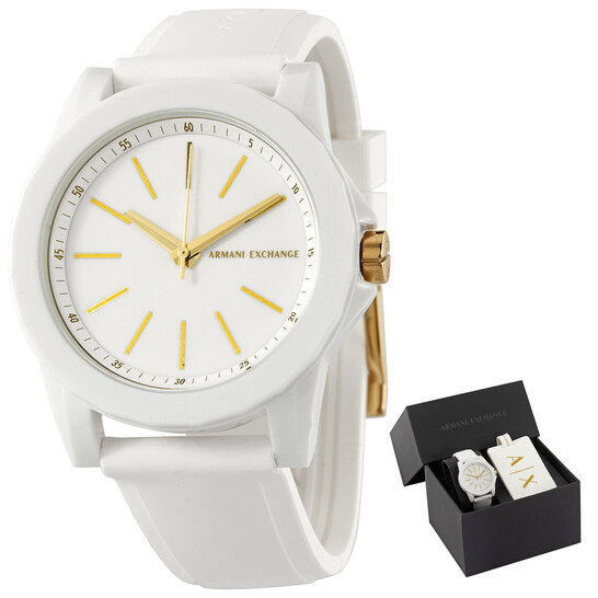 Armani Exchange Lady Banks Quartz White Dial Ladies Watch Set