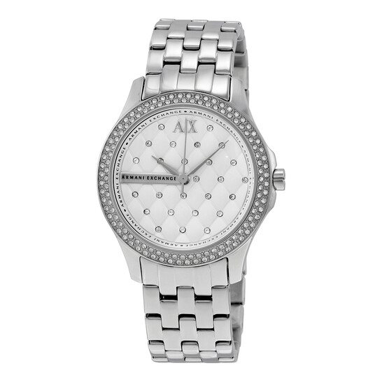 Armani Exchange Lady Hamilton Silver Quilted Dial Ladies Watch AX5215 ...