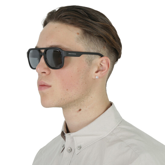 Armani Exchange Light grey mirror black Pilot Men's Sunglasses