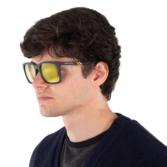 Armani Exchange Mirrored Yellow Rectangular Men's Sunglasses