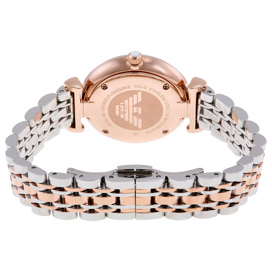 Armani White Crystal Pave Dial Two-tone Ladies Watch AR1926