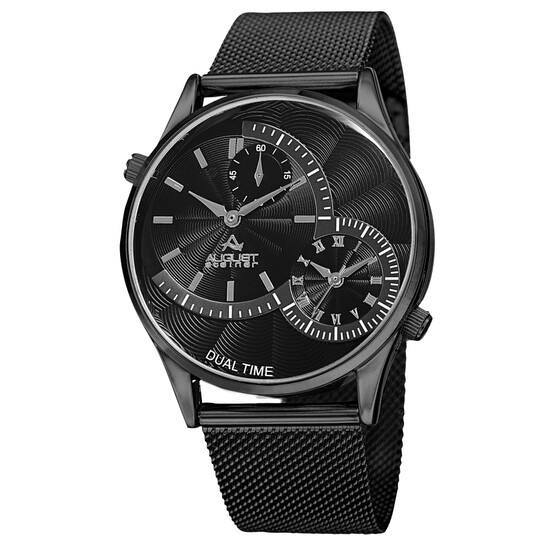 Quartz Steiner Orologi August Steiner Dual Time Quartz Black Dial