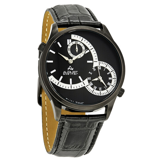 August Steiner Black Dual Time Dial Men display picture 1