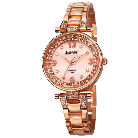 August Steiner Mother of Pearl Rose Gold Watch August Steiner Ladies Diamond Mother of Pearl Rose-tone  main image 3