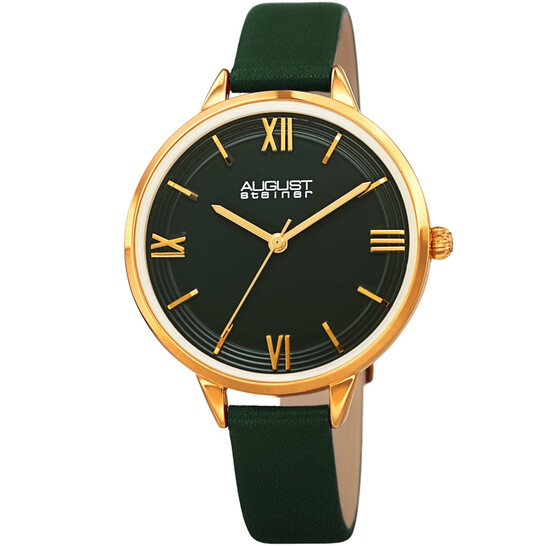 Women\'s August Steiner Leather Strap Watch August Steiner Ladies Classic Pine Green Leather Strap Watch  main image 3