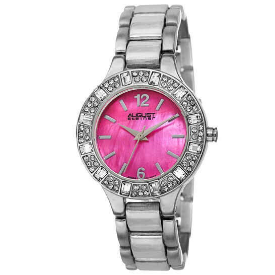 August Steiner Quartz Crystal Pink Dial Ladies Watch AS8135SSPK - 546x546