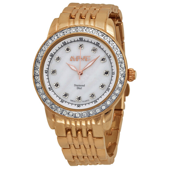 August Steiner Mother of Pearl Rose Gold Watch August Steiner Ladies Diamond Mother of Pearl Rose-tone  main image 2