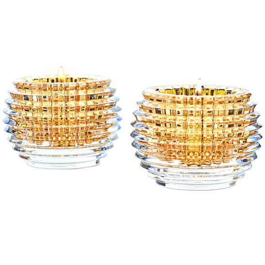 Baccarat　Monkey　gold Baccarat Crystal Eye Votive Candle Holder - Gold - Set of 2