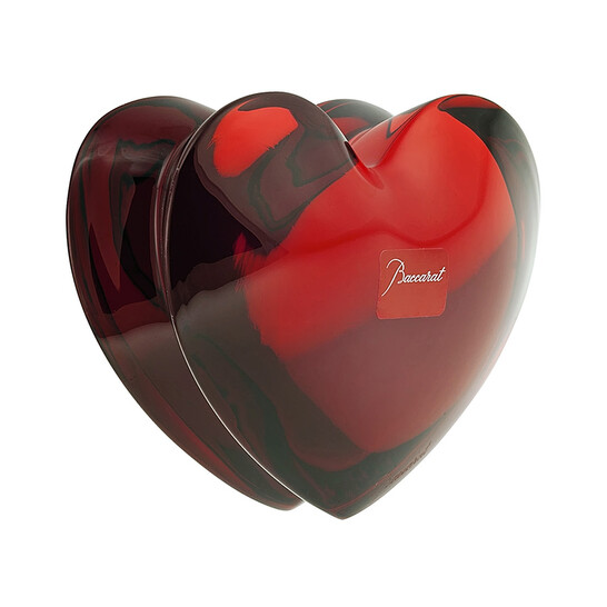 B Baccarat バカラ 天使 ANGEL PRESENTING HEART Baccarat Coeur Cupid Heart - Red Crystal