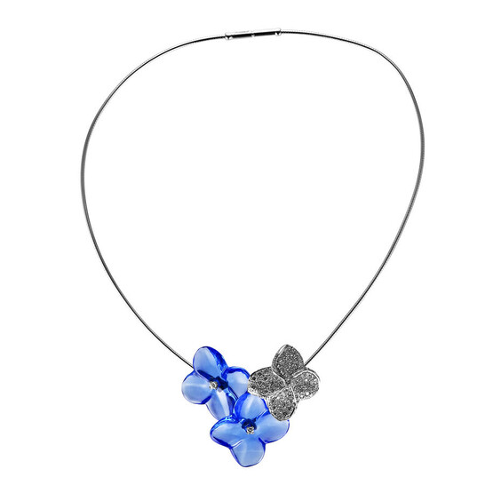 アクセサリー Baccarat Baccarat Hortensia Sapphire Blue and Flower Pave Diamond Necklace