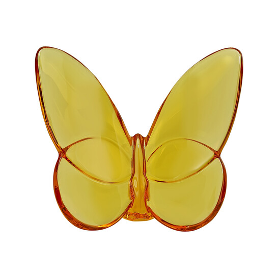 Baccarat ラッキーバタフライ置物（イエロー） Baccarat Yellow Lucky Butterfly Figurine with Stand (Signed