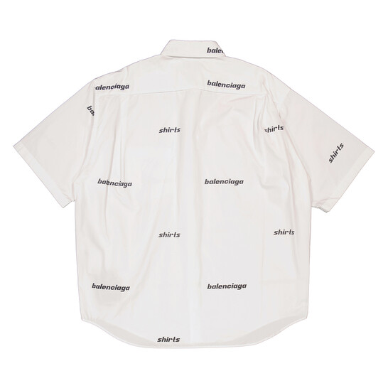 Balenciaga All Over Logo Short Sleeve Shirt White & Black