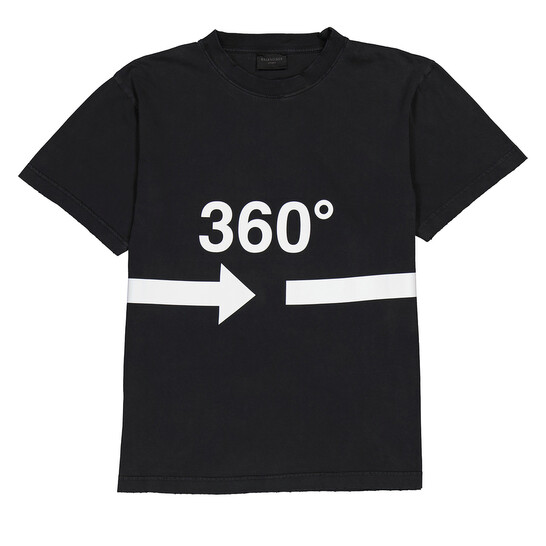 Balenciaga Black 360 Degree Arrow Print Cotton T-Shirt, Size