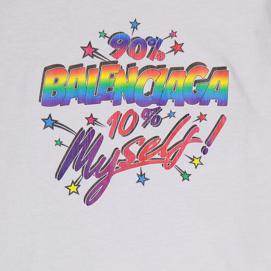 BALENCIAGA◆Dirty White 90/10 Slogan Print/Tシャツ/XXS/コットン/グレー BALENCIAGA OTHER DIRTY WHITE 90 10 SLOGAN PRINT T-SHIRT XXS